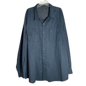 Northwest Territory Mens Long Sleeve Button Up Shirt Size 4XL Navy Pockets